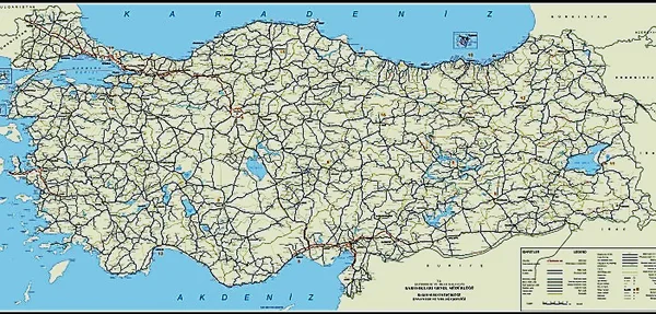 Türkiye karayolları haritası: şehirler düğüm, aralarındaki yollar kenar olarak düşünülebilir.