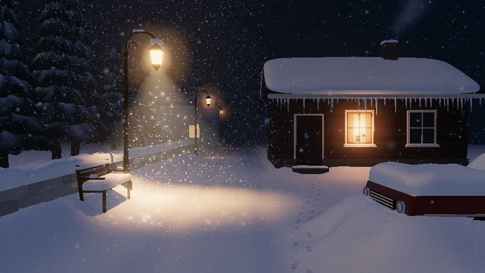 Snow Under a Lamp